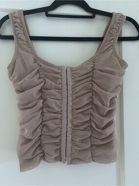 Shinestar Ruched Taupe corset style Women's Tank Top size medium
